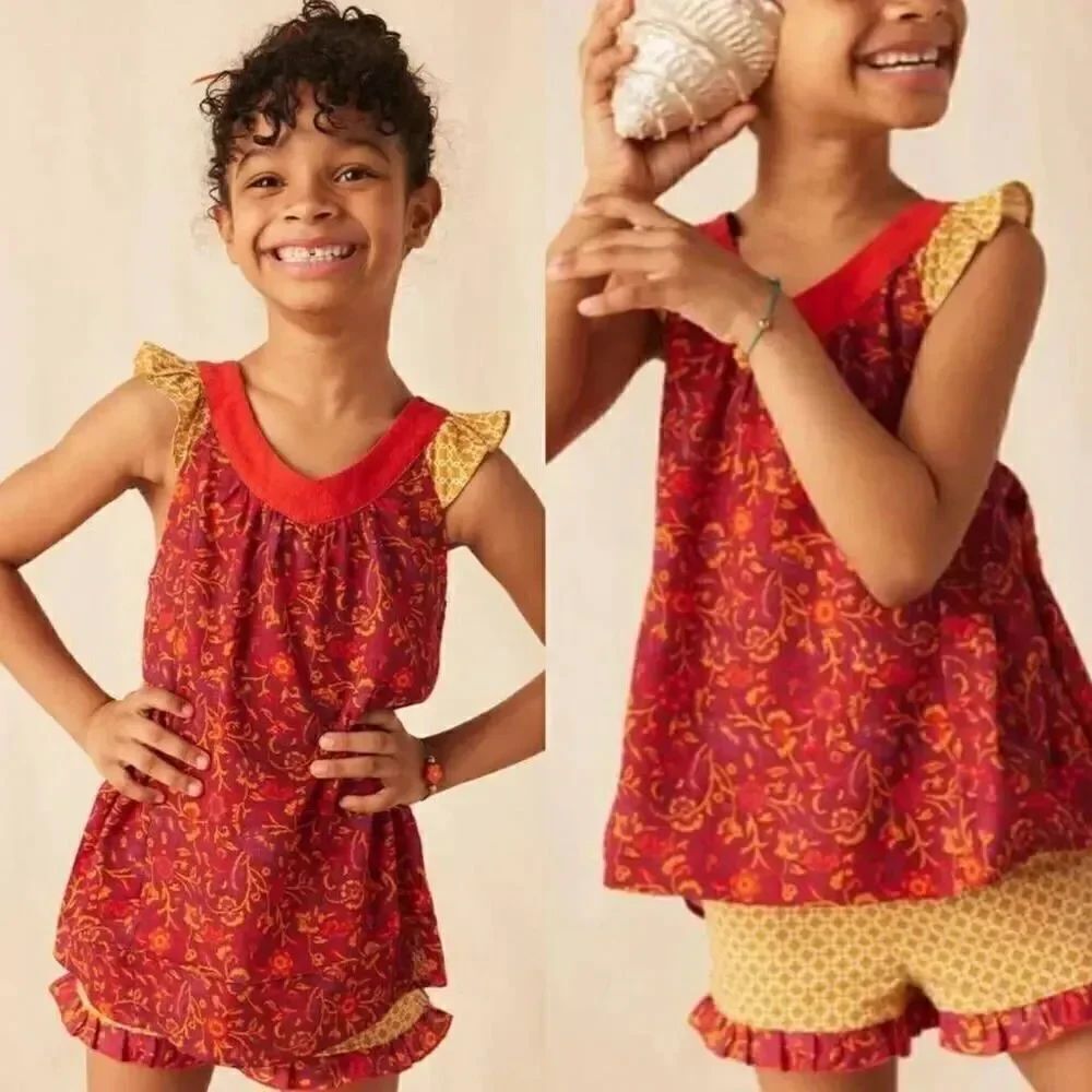 Matilda Jane Enchanted Garden Beach Bonfire V-Neck Swing Tank and Woodrose Mixed